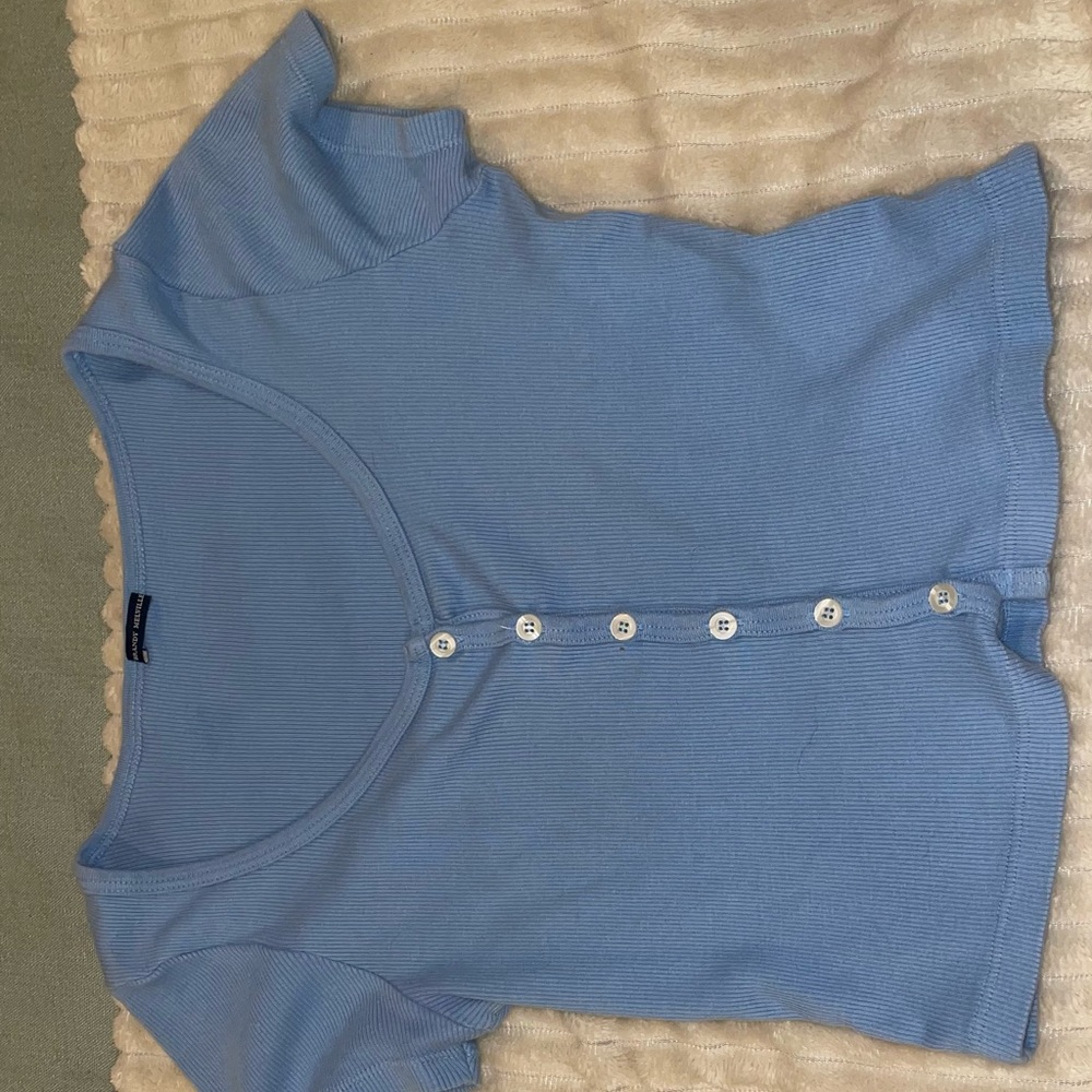 Baby blue button up t shirt